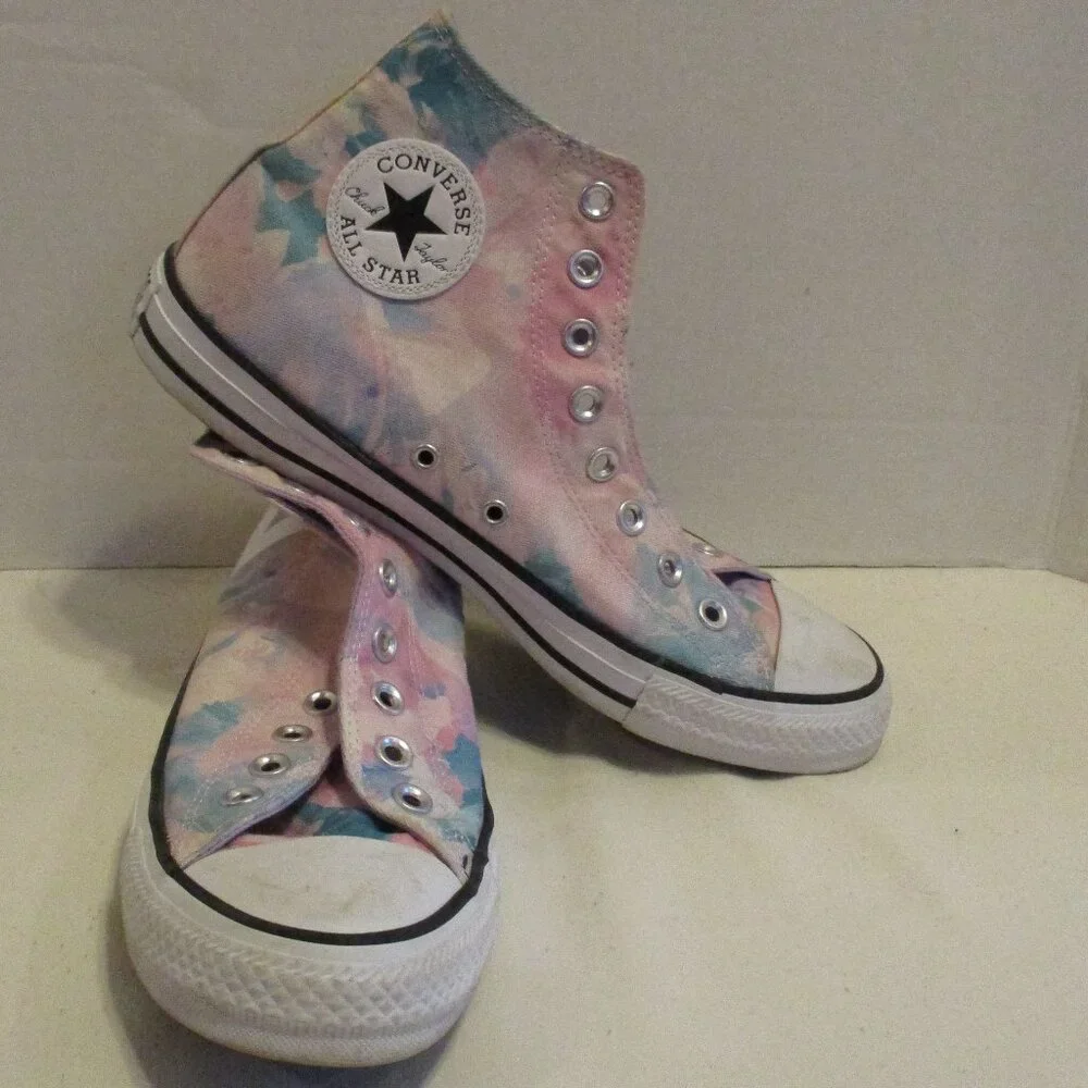 Converse Shoes Chuck Taylor Men Size 8 White Blue Pink Tie Dye Sneaker Shoes